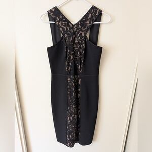 BCBGMaxAzria Womens 4 Claudine Bodycon Dress Black Lace Cocktail Party Formal